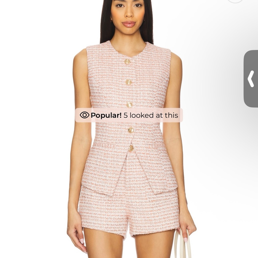 Heartloom Pink Tweed Sleeveless vest and shorts set
